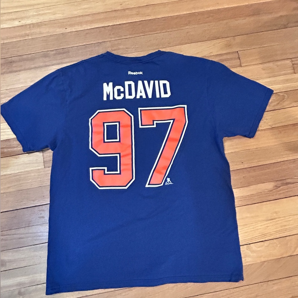 Reebok Connor McDavid #97 Edmonton Oilers Player T-Shirt Blue Men’s XL P4